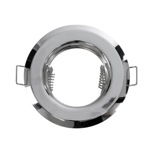 GloboStar® DELTA 77810 Χωνευτό Στρόγγυλο Σποτ Οροφής για Λάμπα MR16 με Βάση GU5.3 ή GU10 – IP20 – Μεταλλικό – Φ83 x Υ31mm – Χρώμιο Νίκελ – 5 Χρόνια Εγγύηση