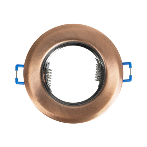 GloboStar® DELTA 77812 Χωνευτό Στρόγγυλο Σποτ Οροφής για Λάμπα MR16 με Βάση GU5.3 ή GU10 – IP20 – Μεταλλικό – Φ83 x Υ31mm – Χάλκινο – 5 Χρόνια Εγγύηση