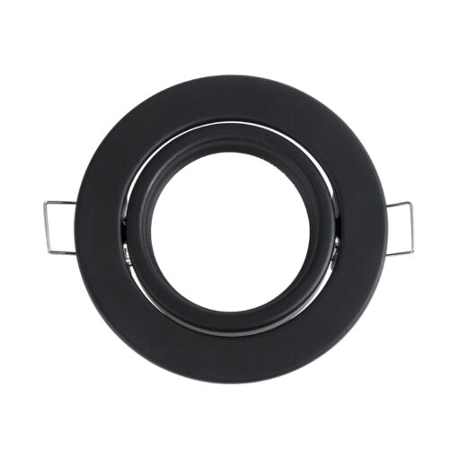 GloboStar® DELTA 77815 Χωνευτό Κινούμενο Στρόγγυλο Σποτ Οροφής για Λάμπα MR16 με Βάση GU5.3 ή GU10 – IP20 – Μεταλλικό – Φ92 x Υ28mm- Μαύρο – 5 Χρόνια Εγγύηση
