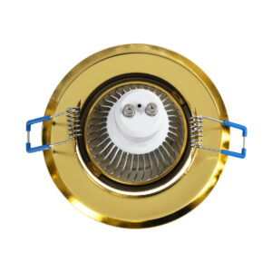 GloboStar® DELTA 77818 Χωνευτό Κινούμενο Στρόγγυλο Σποτ Οροφής για Λάμπα MR16 με Βάση GU5.3 ή GU10 – IP20 – Μεταλλικό – Φ92 x Υ28mm – Χρυσό Πλατίνα – 5 Χρόνια Εγγύηση
