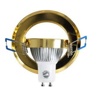 GloboStar® DELTA 77818 Χωνευτό Κινούμενο Στρόγγυλο Σποτ Οροφής για Λάμπα MR16 με Βάση GU5.3 ή GU10 – IP20 – Μεταλλικό – Φ92 x Υ28mm – Χρυσό Πλατίνα – 5 Χρόνια Εγγύηση