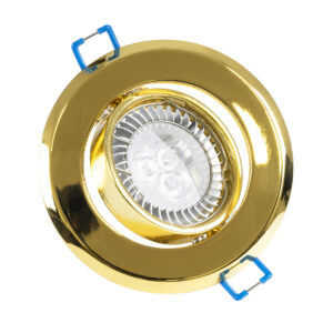 GloboStar® DELTA 77818 Χωνευτό Κινούμενο Στρόγγυλο Σποτ Οροφής για Λάμπα MR16 με Βάση GU5.3 ή GU10 – IP20 – Μεταλλικό – Φ92 x Υ28mm – Χρυσό Πλατίνα – 5 Χρόνια Εγγύηση