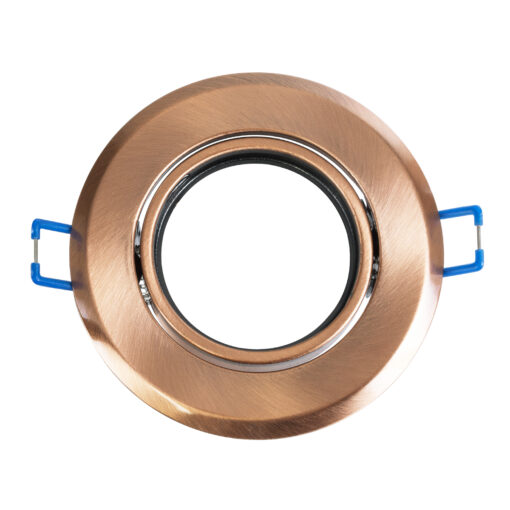 GloboStar® DELTA 77819 Χωνευτό Κινούμενο Στρόγγυλο Σποτ Οροφής για Λάμπα MR16 με Βάση GU5.3 ή GU10 – IP20 – Μεταλλικό – Φ92 x Υ28mm – Χάλκινο – 5 Χρόνια Εγγύηση