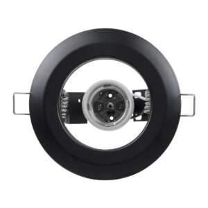 GloboStar® ACIDA 77845 Χωνευτή Στρογγυλή Μεταλλική Βάση Μπετού για Λάμπα R63 με Ντουί E27 AC 220-240V IP20 Φ11 x Υ11cm – Μαύρη – 5 Years Warranty