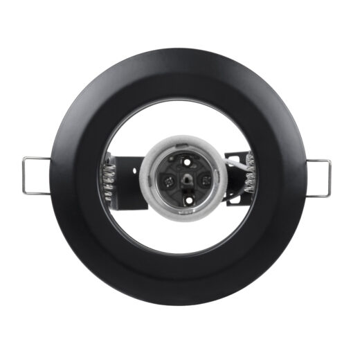 GloboStar® ACIDA 77845 Χωνευτή Στρογγυλή Μεταλλική Βάση Μπετού για Λάμπα R63 με Ντουί E27 AC 220-240V IP20 Φ11 x Υ11cm – Μαύρη – 5 Years Warranty