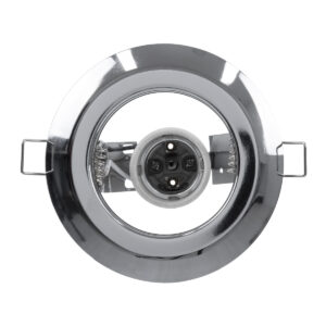 GloboStar® ACIDA 77847 Χωνευτή Στρογγυλή Μεταλλική Βάση Μπετού για Λάμπα R63 με Ντουί E27 AC 220-240V IP20 Φ11 x Υ11cm – Νίκελ – 5 Years Warranty