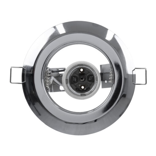 GloboStar® ACIDA 77847 Χωνευτή Στρογγυλή Μεταλλική Βάση Μπετού για Λάμπα R63 με Ντουί E27 AC 220-240V IP20 Φ11 x Υ11cm – Νίκελ – 5 Years Warranty