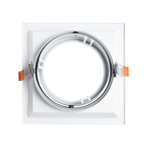 GloboStar® VITA 77852 Χωνευτό Κινούμενο Τετράγωνο Σποτ Οροφής για Λάμπα AR111 – IP20 – Χυτό Αλουμίνιο – Μ18 x Π18 x Υ4.5cm – Λευκό – 5 Χρόνια Εγγύηση