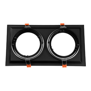 GloboStar® VITA 77855 Χωνευτό Κινούμενο Διπλό Τετράγωνο Σποτ Οροφής για Λάμπα AR111 – IP20 – Χυτό Αλουμίνιο – M33.5 x Π17.5 x Y5.5cm – Μαύρο – 5 Χρόνια Εγγύηση