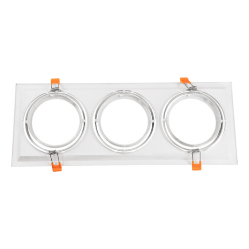 GloboStar® VITA 77856 Χωνευτό Κινούμενο Τριπλο Τετράγωνο Σποτ Οροφής για Λάμπα AR111 – IP20 – Χυτό Αλουμίνιο – M48.7 x Π18.7 x Y5.5cm – Λευκό – 5 Χρόνια Εγγύηση