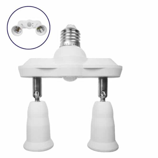 Αντάπτορας από 1xE27 σε 2xE27 με Κινούμενες Σπαστές Βάσεις και Ενσωματωμένο Αισθητήρα Κίνησης GloboStar 77865