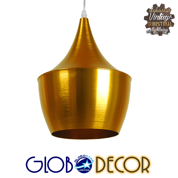 GloboStar® SHANGHAI GOLD 01544 Μοντέρνο Κρεμαστό Φωτιστικό Οροφής Μονόφωτο 1 x E27 Χρυσό Μεταλλικό Καμπάνα Φ24 x Y30cm