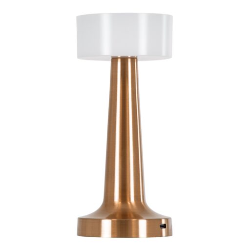 GloboStar® NANNA 76474 Μοντέρνο Επιτραπέζιο Φωτιστικό Πορτατίφ LED 1.5W 105lm 120° DC 5V Επαναφορτιζόμενο με Μπαταρία Li-ion 1800mAh – Διακόπτη Αφής με 3 Εναλλαγές Φωτισμού CCT Θερμό – Φυσικό – Ψυχρό 1500K – 4500K – 6000K Dimmable – D9 x 21cm – Χάλκινο