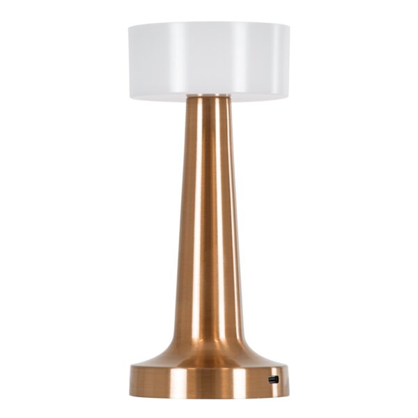 GloboStar® NANNA 76474 Μοντέρνο Επιτραπέζιο Φωτιστικό Πορτατίφ LED 1.5W 105lm 120° DC 5V Επαναφορτιζόμενο με Μπαταρία Li-ion 1800mAh – Διακόπτη Αφής με 3 Εναλλαγές Φωτισμού CCT Θερμό – Φυσικό – Ψυχρό 1500K – 4500K – 6000K Dimmable – D9 x 21cm – Χάλκινο