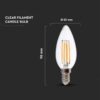 Λάμπα LED E14 κερί filament 5.5W φυσικό λευκό 4000K γυαλί διάφανο V-TAC – 7807
