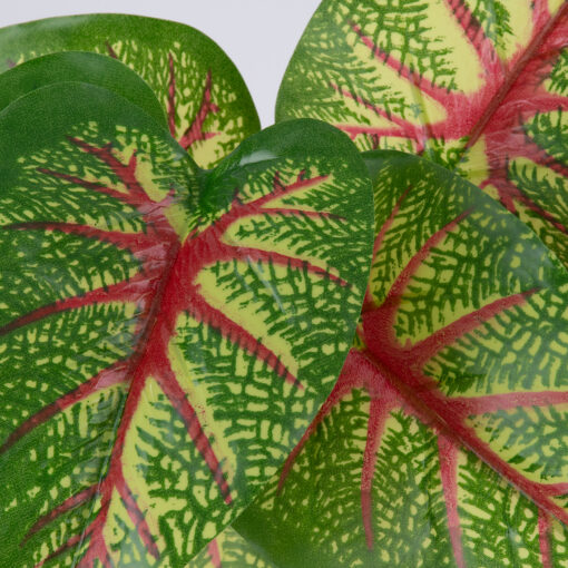 GloboStar® CALADIUM 78218 Τεχνητό Φυτό Καλάδιο – Μπουκέτο Διακοσμητικών Φυτών – Κλαδιών με Φύλλωμα Πράσινο – Κίτρινο – Κόκκινο Υ23cm