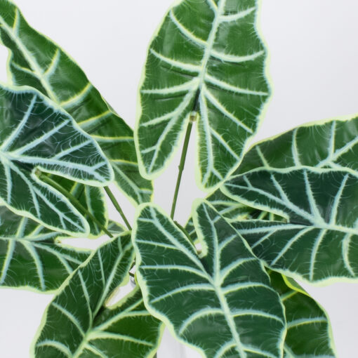 GloboStar® ALOCASIA 78225 Τεχνητό Φυτό Αλοκάσια – Μπουκέτο Διακοσμητικών Φυτών – Κλαδιών με Φύλλωμα Πράσινο Υ43cm