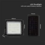 V‑TAC 7824 Ηλιακός Προβολέας LED 4000K 800lm 6000mAh 10W Panel Τηλεχειριστήριο Μαύρο IP65