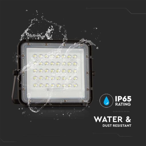 V‑TAC 7824 Ηλιακός Προβολέας LED 4000K 800lm 6000mAh 10W Panel Τηλεχειριστήριο Μαύρο IP65