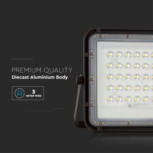 V‑TAC 7824 Ηλιακός Προβολέας LED 4000K 800lm 6000mAh 10W Panel Τηλεχειριστήριο Μαύρο IP65