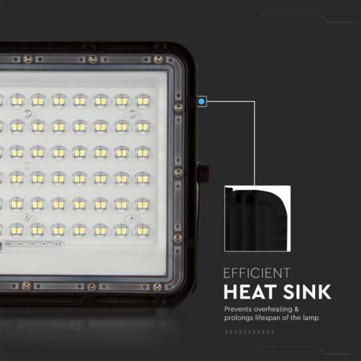LED ηλιακός προβολέας 15W φυσικό λευκό 4000K με μαύρο σώμα και χειριστήριο V-TAC 7826