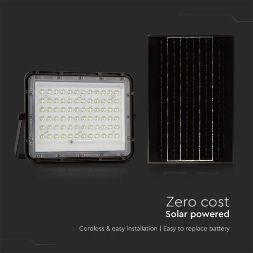 LED ηλιακός προβολέας 15W φυσικό λευκό 4000K με μαύρο σώμα και χειριστήριο V-TAC 7826