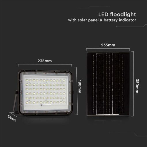 LED ηλιακός προβολέας 15W φυσικό λευκό 4000K με μαύρο σώμα και χειριστήριο V-TAC – 7826