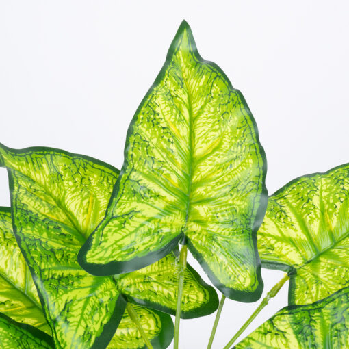 GloboStar® ELEPHANT EARS 78273 Τεχνητό Φυτό Κολοκάσια – Μπουκέτο Διακοσμητικών Φυτών – Κλαδιών με Φύλλωμα Πράσινο – Κίτρινο Υ40cm