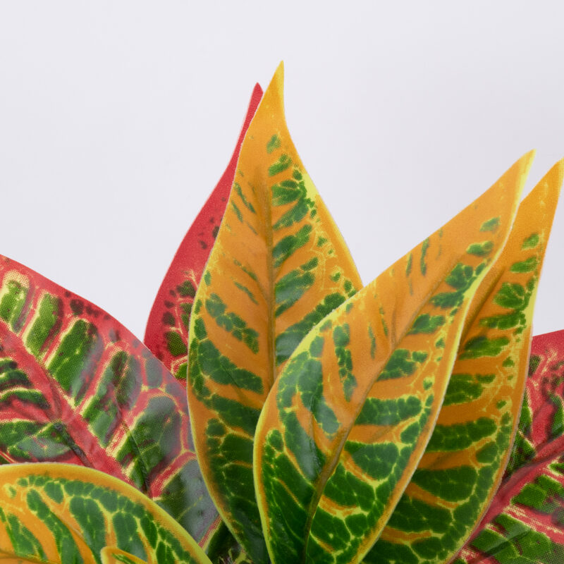 GloboStar® RED AGLAONEMA 78275 Τεχνητό Φυτό Αγλαόνημα Κοκκ. – Μπουκέτο Διακοσμητικών Φυτών – Κλαδιών με Φύλλωμα Πράσινο – Πορτοκαλί – Κόκκινο Υ27cm