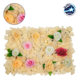 GloboStar® 78308 Συνθετικό Πάνελ Φυλλωσιάς – Κάθετος Κήπος Τριαντάφυλλο – Ορτανσία – Παιώνια Μ60 x Υ40 x Π7cm