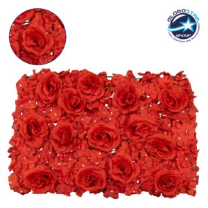 GloboStar® 78310 Συνθετικό Πάνελ Φυλλωσιάς – Κάθετος Κήπος Τριαντάφυλλο – Ορτανσία Μ60 x Υ40 x Π7cm