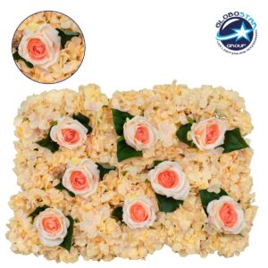 GloboStar® 78312 Συνθετικό Πάνελ Φυλλωσιάς – Κάθετος Κήπος Τριαντάφυλλο – Ορτανσία Μ60 x Υ40 x Π7cm