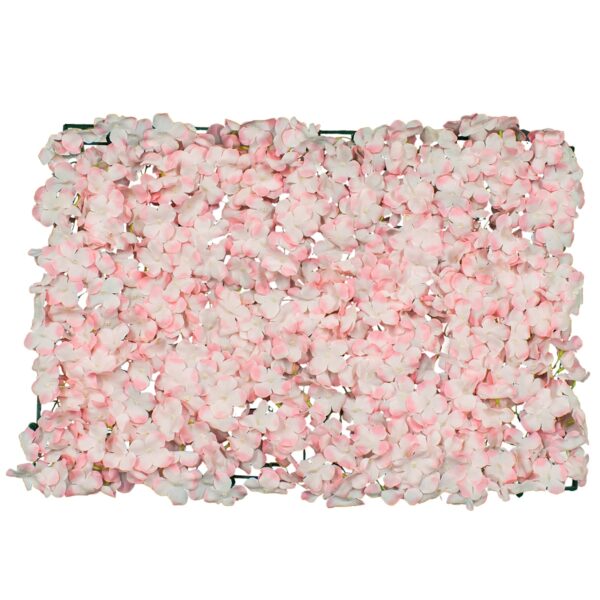 GloboStar® 78314 Συνθετικό Πάνελ Φυλλωσιάς – Κάθετος Κήπος Ροζ Λευκή Ορτανσία Μ60 x Υ40 x Π5cm