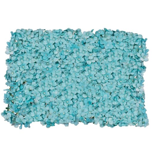 GloboStar® 78318 Συνθετικό Πάνελ Φυλλωσιάς – Κάθετος Κήπος Τυρκουάζ Ορτανσία Μ60 x Υ40 x Π5cm