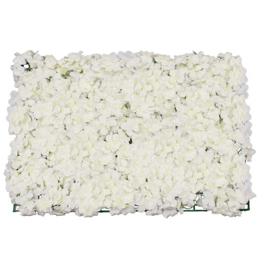 GloboStar® 78319 Συνθετικό Πάνελ Φυλλωσιάς – Κάθετος Κήπος Λευκή Ορτανσία Μ60 x Υ40 x Π5cm