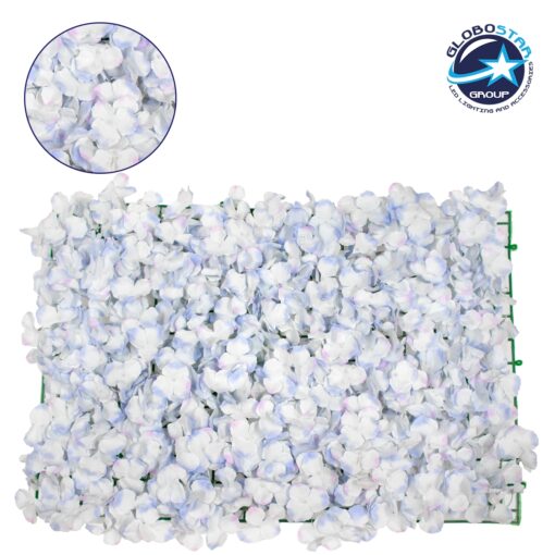 GloboStar® 78321 Συνθετικό Πάνελ Φυλλωσιάς – Κάθετος Κήπος Άγρια Ορτανσία Γαλάζιο/Λευκό Μ60 x Υ40 x Π5cm