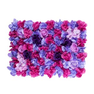 GloboStar® 78332 Artificial – Συνθετικό Τεχνητό Διακοσμητικό Πάνελ Λουλουδιών – Κάθετος Κήπος Τριαντάφυλλο – Ορτανσία – Βιολέτα – Φουξια – Μωβ – Γαλάζιο Μ60 x Υ40 x Π7cm