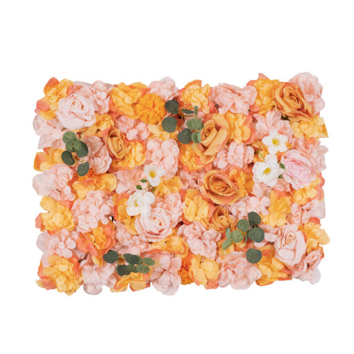 GloboStar® Artificial Garden ROSES STORY ORANGE 78333 Τεχνητό Διακοσμητικό Πάνελ Λουλουδιών – Κάθετος Κήπος σύνθεση Αμβροσία Μ60 x Π40 x Υ6cm