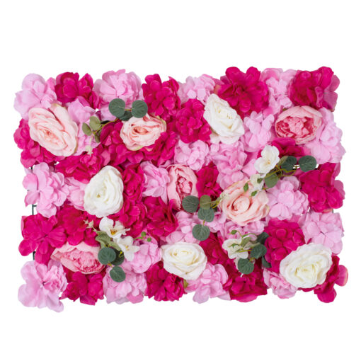 GloboStar® Artificial Garden ROSALIE 78335 Τεχνητό Διακοσμητικό Πάνελ Λουλουδιών – Κάθετος Κήπος σύνθεση Ροζαλί Μ60 x Π40 x Υ6cm