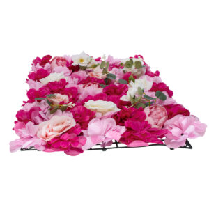 GloboStar® Artificial Garden ROSALIE 78335 Τεχνητό Διακοσμητικό Πάνελ Λουλουδιών – Κάθετος Κήπος σύνθεση Ροζαλί Μ60 x Π40 x Υ6cm