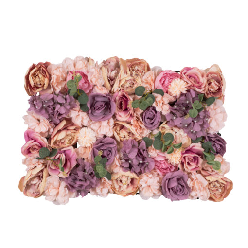 GloboStar® Artificial Garden ROSES STORY PINK 78337 Τεχνητό Διακοσμητικό Πάνελ Λουλουδιών – Κάθετος Κήπος σύνθεση Αμβροσία Μ60 x Π40 x Υ6cm