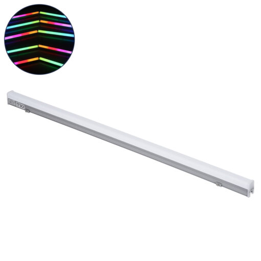 GloboStar® DIGI-BAR 90214 Ψηφιακή Μπάρα Φωτισμού Wall Washer Digital Pixel Facade Tuber Bar LED 12W 720lm 180° DC 24V Αδιάβροχο IP65 L100 x W3 x H4.5cm RGB DMX512 – Ασημί με Οπάλ Λευκό Κάλυμμα – 3 Years Warranty