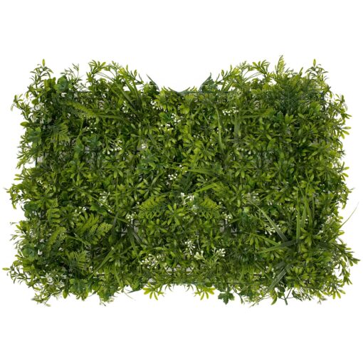 GloboStar® 78401 Συνθετικό Πάνελ Φυλλωσιάς – Κάθετος Κήπος Γάλιο – Φτέρη – Γκι – Γρασίδι Μ60 x Υ40 x Π10cm