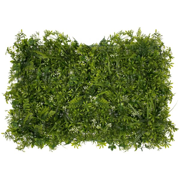 GloboStar® 78401 Συνθετικό Πάνελ Φυλλωσιάς – Κάθετος Κήπος Γάλιο – Φτέρη – Γκι – Γρασίδι Μ60 x Υ40 x Π10cm
