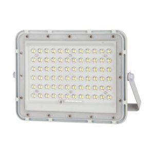LED ηλιακός προβολέας 15W ψυχρό λευκό 6400K με λευκό σώμα και χειριστήριο V-TAC – 7843
