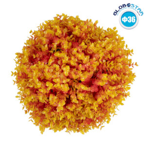 GloboStar® 78515 Artificial – Συνθετικό Τεχνητό Διακοσμητικό Φυτό Θάμνος Πυξάρι Πορτοκαλί – Κίτρινο Φ36cm