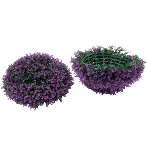 GloboStar® 78522 Artificial – Συνθετικό Τεχνητό Διακοσμητικό Φυτό Θάμνος Πυξάρι Πράσινο – Μωβ Φ46cm