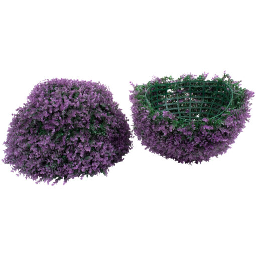 GloboStar® 78523 Artificial – Συνθετικό Τεχνητό Διακοσμητικό Φυτό Θάμνος Πυξάρι Πράσινο – Μωβ Φ56cm