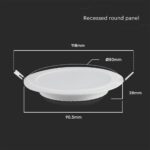 LED Panel Χωνευτό Στρογγυλό 3W Φ90 V-TAC 330lm Θερμό Λευκό 3000K – 7855