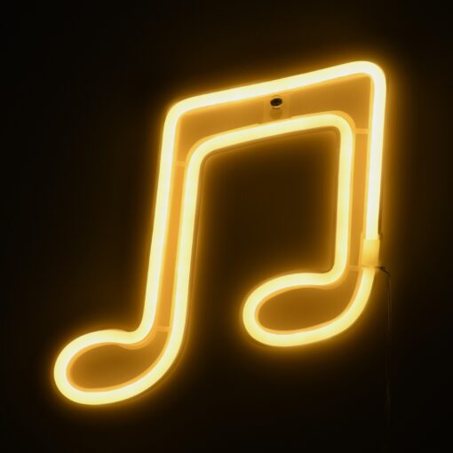 GloboStar® 78568 Φωτιστικό Ταμπέλα Φωτεινή Επιγραφή NEON LED Σήμανσης MUSIC NOTE 5W με Καλώδιο Τροφοδοσίας USB – Μπαταρίας 3xAAA (Δεν Περιλαμβάνονται) – Θερμό Λευκό 2700K
